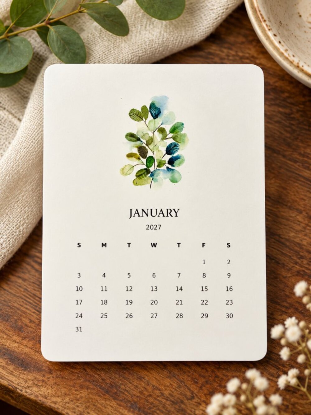 2027 Botanical Art Calendar | 12 Monthly Cards | Original Art Prints